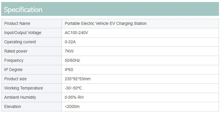 Factory Manufacturer Portable EV Charging Us Version Type1 for Outdoor Camping EV Charger