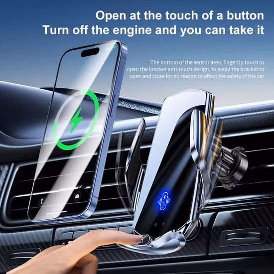 Super Fast 15W Automatic Induction Wireless Car Charger Holders with 2 Coils and 3 Axis